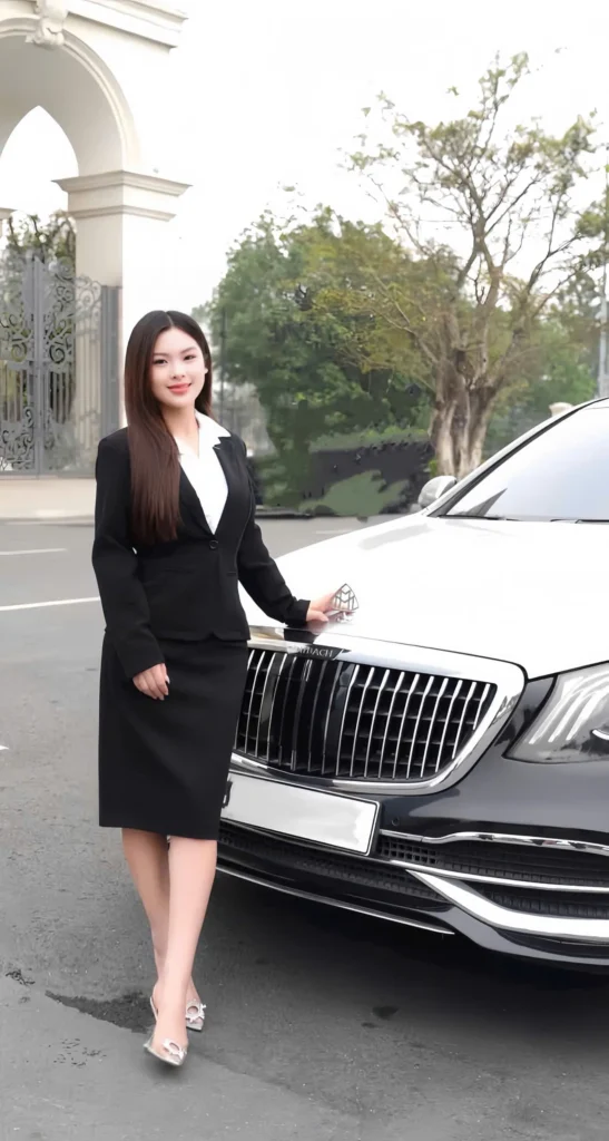 Airport transfer Vietnam chauffeur greeting client with Maybach
