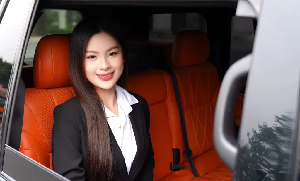 Chauffeur service Vietnam - VIP car interior with professional driver